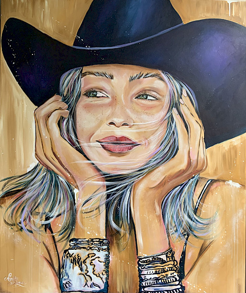 acrylverf en pastelkrijt op canvas 2D